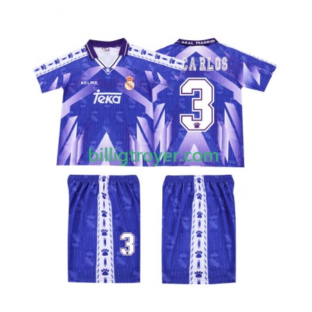 Billige Fotballdrakter Real Madrid R CARLOS 3 Barn Retro Bortedraktsett 1996-1997 Kortermet